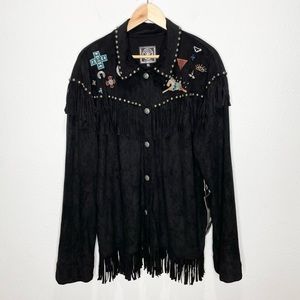 Double D Ranch Tassel Embroidered Horse Top In Black XL NWT